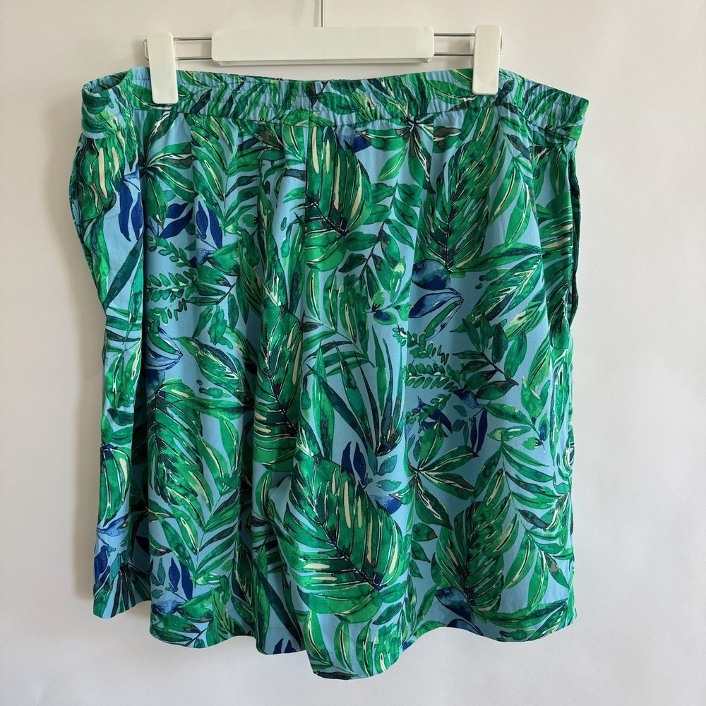 J. Jill Tropical Palm Shorts Blue Green 2X Vacation Summer Beach Cruise Resort - Picture 4 of 14